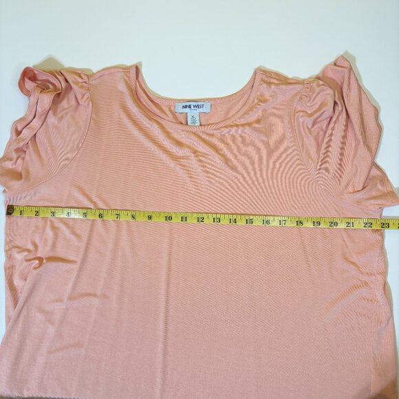 Nine West Womens Flutter Sleeve Top Peach X-Large Lightweight Stretchy T-Shirt‎ - Picture 6 of 8